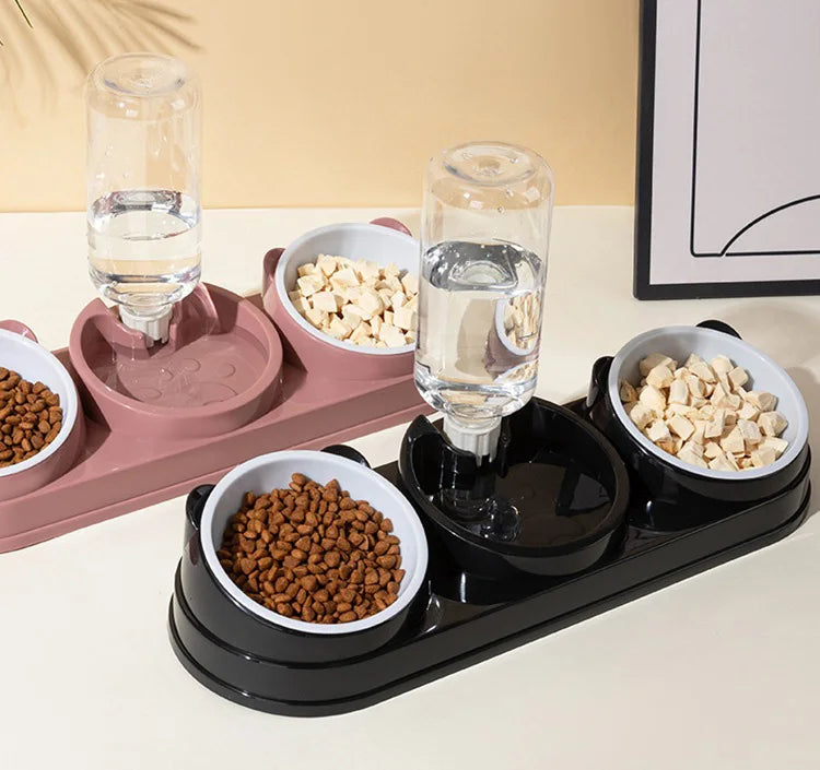 3 in 1 Cat Feeder for Cats Small Dogs 15 Degrees Raised Cat Bowls Cat bowl Automatic Cat Water Bottle Pet Supplies