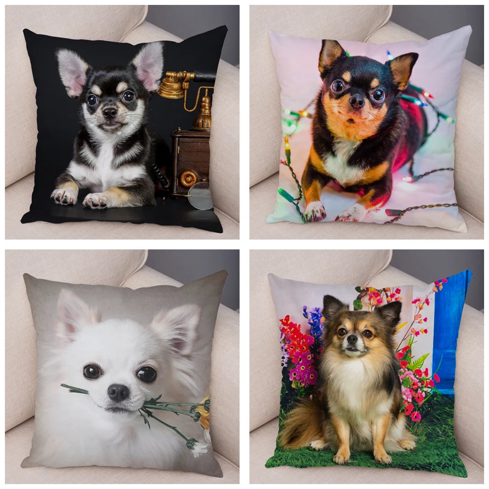 Cute Puppy Chihuahua Pillowcase Cushion Cover Car Sofa Home  Pet Animal  Decoration