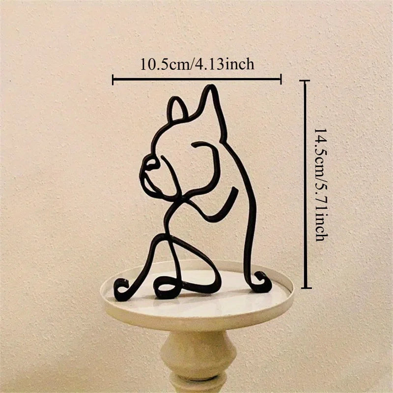 Dog Art Sculpture Metal Dog Abstract Minimalist Art Iron Figurines Office Desktop Accessories For Home Decoration Cute Miniature