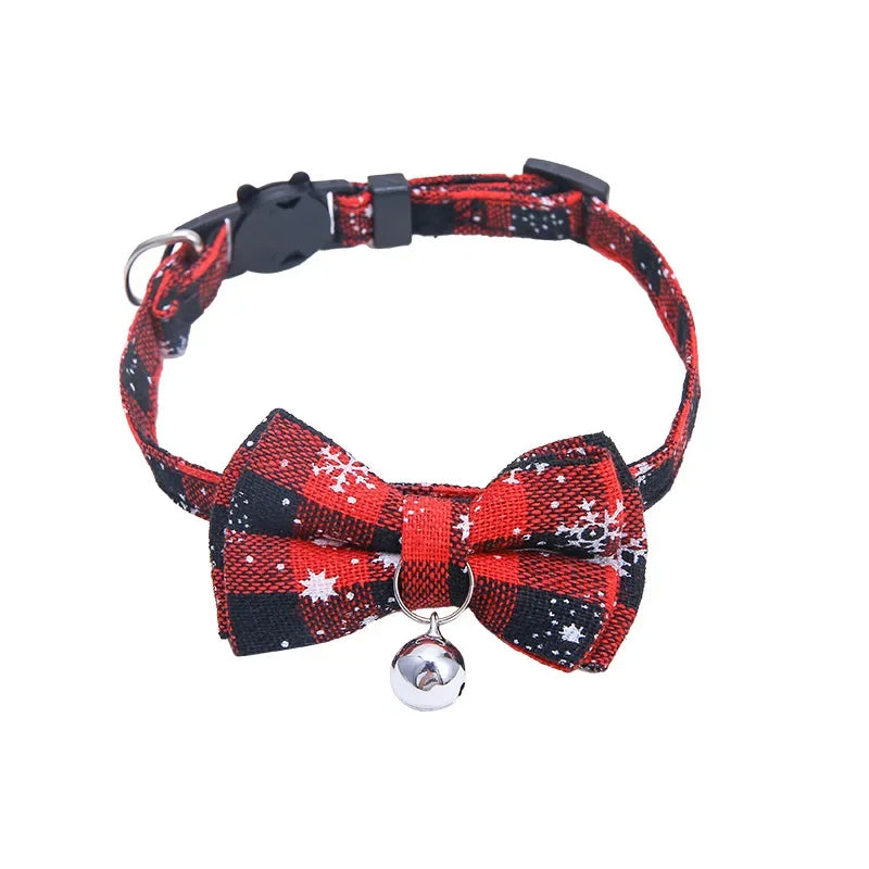 Cat Collar Breakaway with Cute Bow Tie and Bell  Adjustable & Removable Plaid Dog Collar for Cats Kitty Kitten Small Medium Dogs