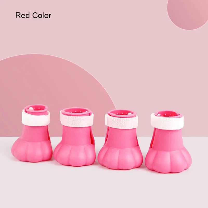 4Pcs/Set Pet Dog Cat Foot Cover Shoes Anti Slip Cat Shoe Rubber Boots for Anti Slip Scratch Prevention Dogs Cats Foot Cover