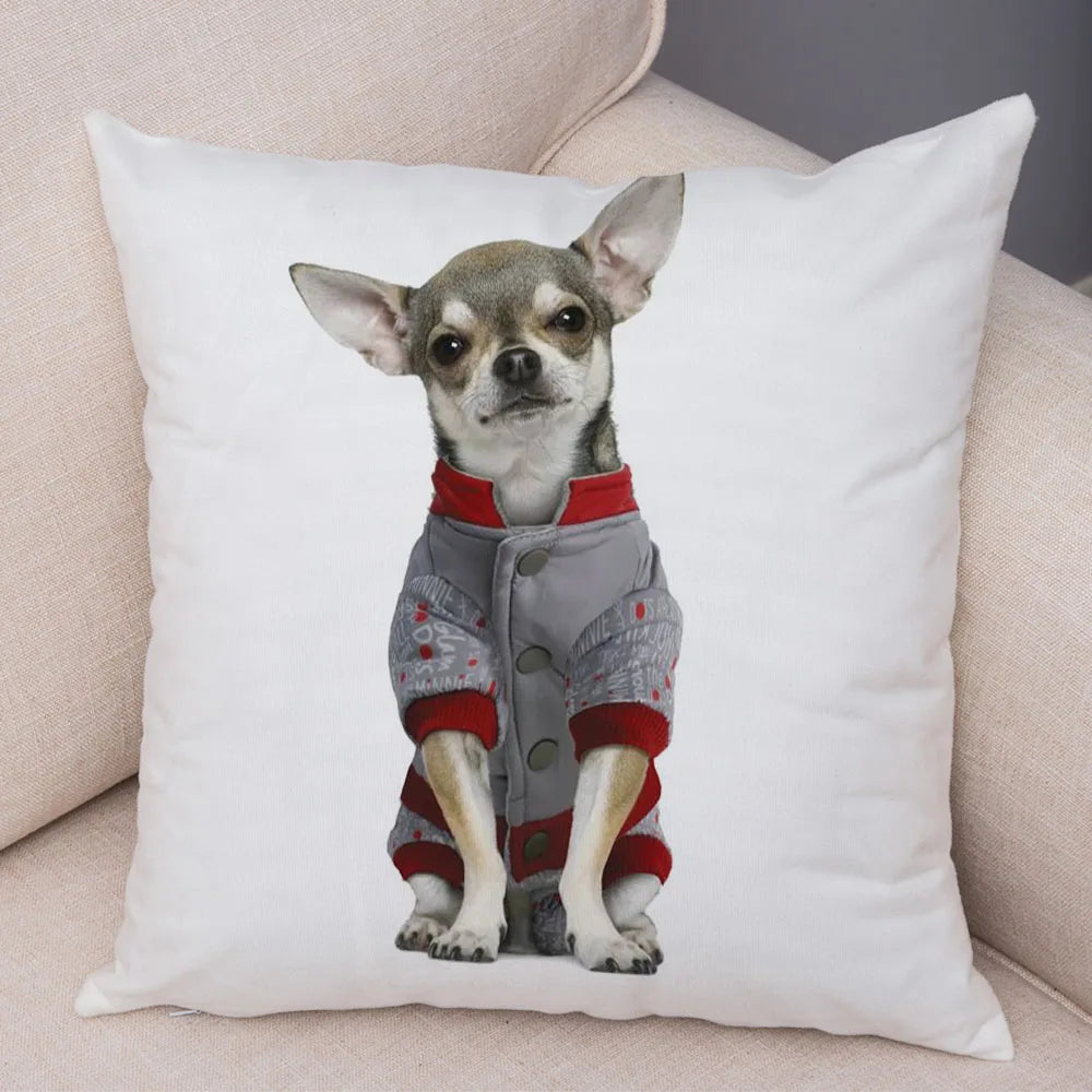 Cute Puppy Chihuahua Pillowcase Cushion Cover Car Sofa Home  Pet Animal  Decoration