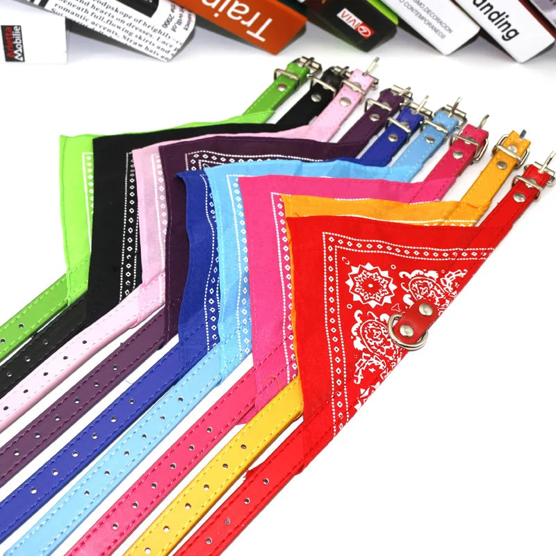 Classic Pet Cat Collar PU Leather Small Dog Scarf Adjustable Puppy Cats Neckerchief trigon Pet Collars Accessories