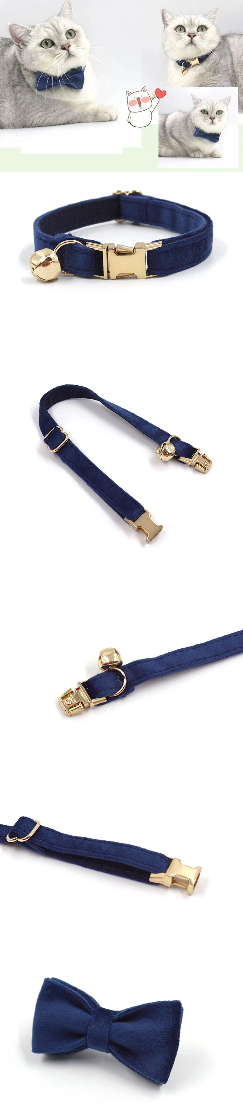 Personalized Cat Collar Velvet ID Engraving Name Tag Collar for Cat Necklace Puppy Kitten Bell Bow tie Custom Small Dog Collar