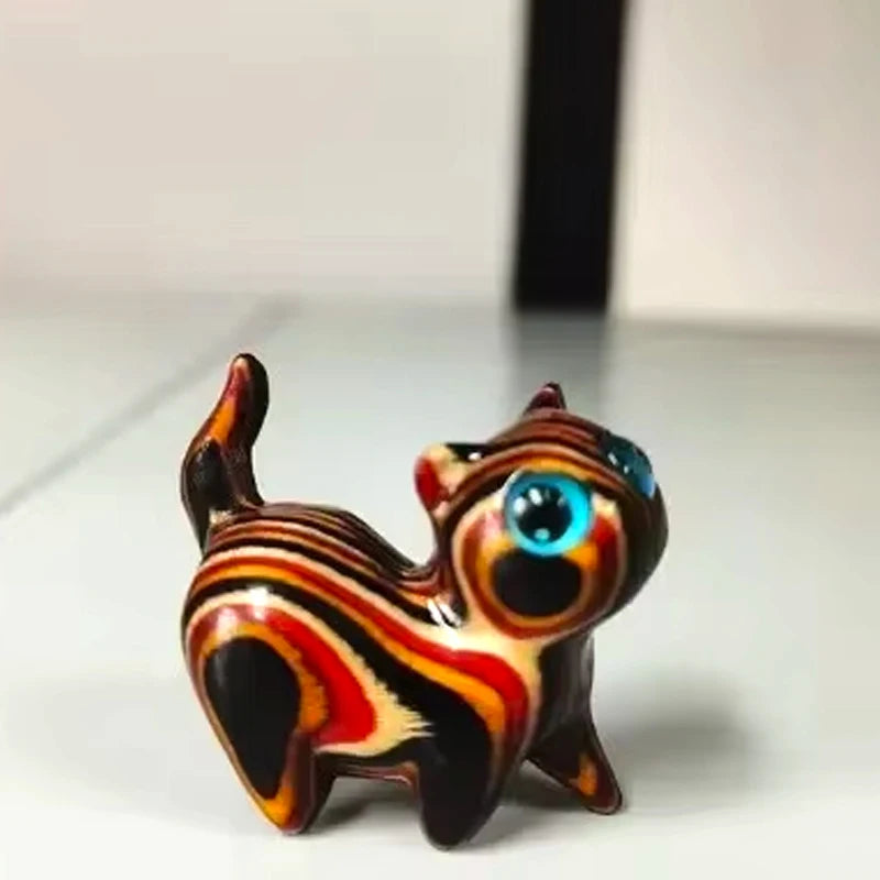 Cute Small Wooden Cats Figurine Handmade Carving Cats Home Decoration Figurine Gift Cats Accessories Decoration Crafts Figurines