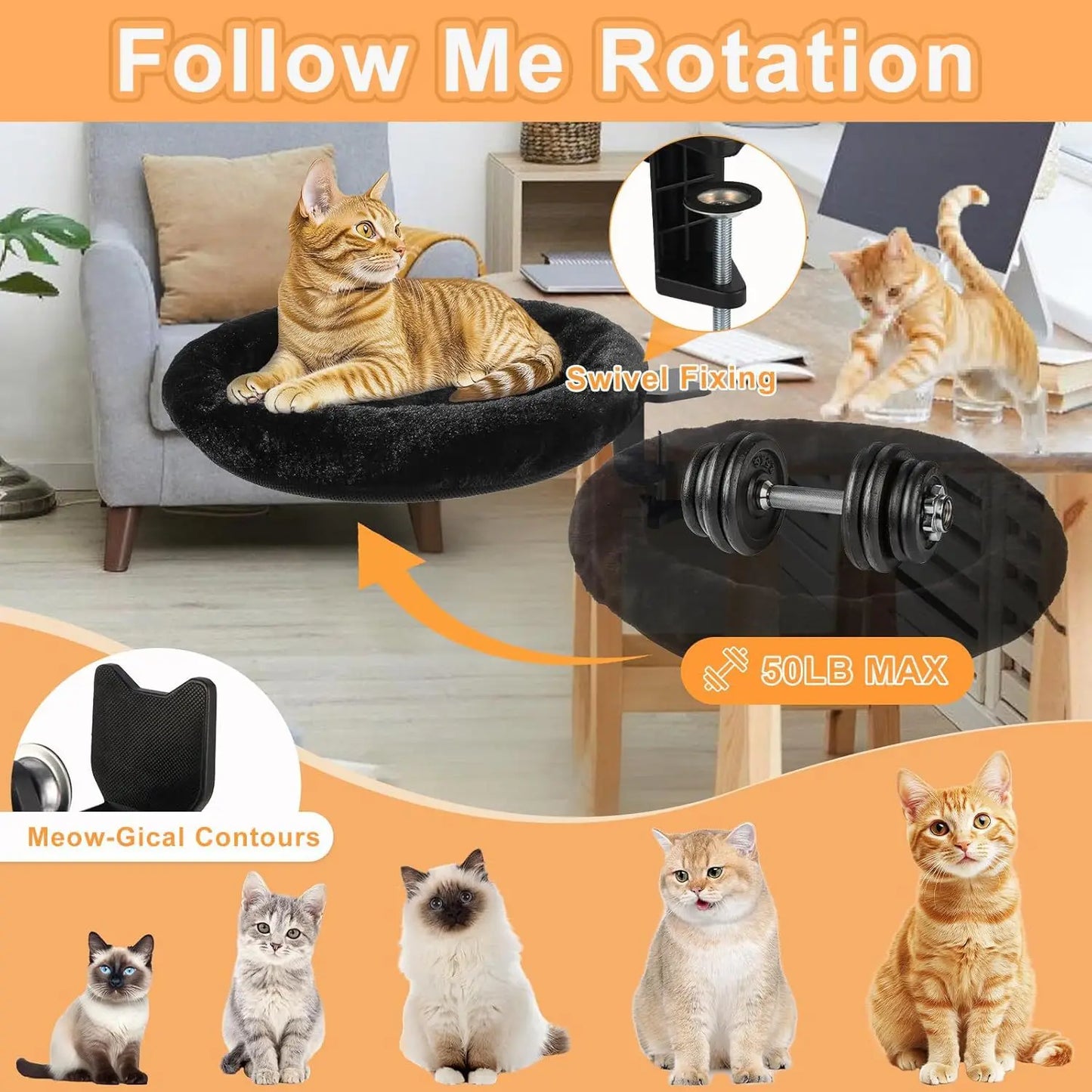 Big Size Portable Suspended Cat Bed Office Desk Hammock Cat Mat Hamac Pour Chat Cozy Pet Accessories for Feline Comfort