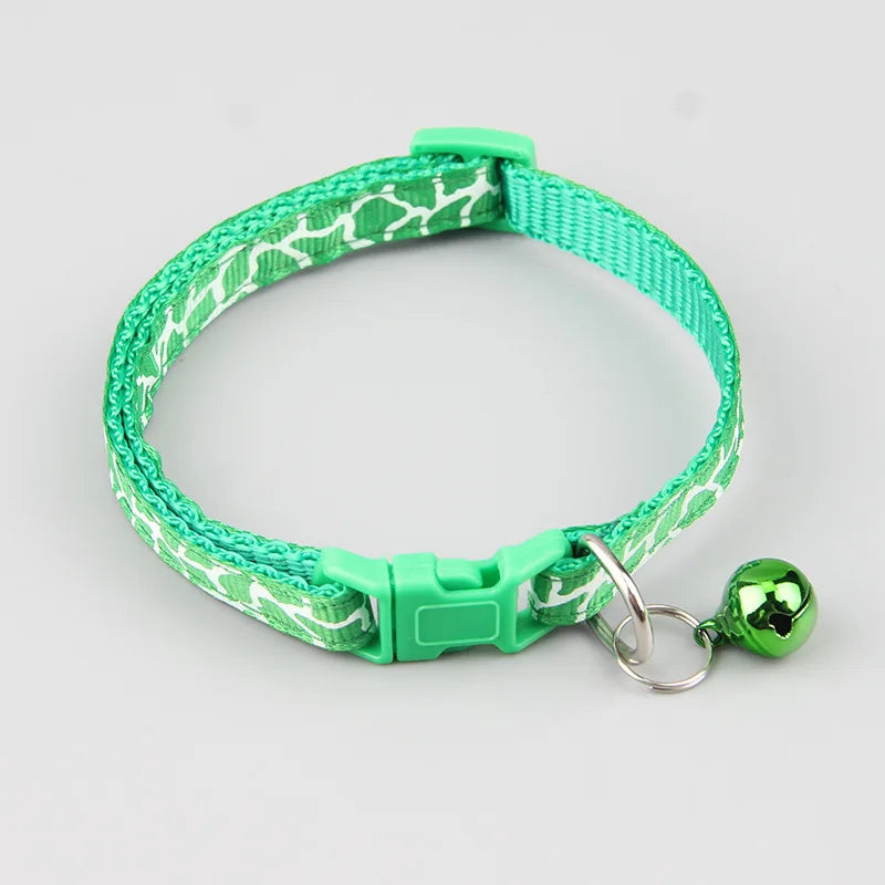 Cat Collar Colorful Cartoon Print Cats Puppy Collar with Bells Adjustable Nylon Buckle Collars Pets Dogs Neck Cat Accessories