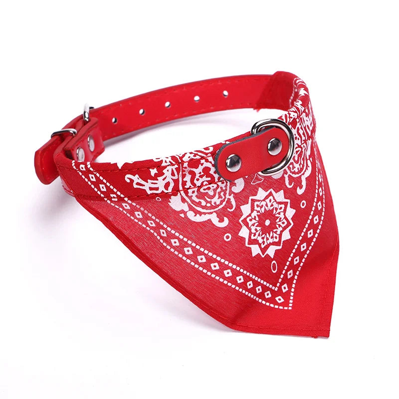 Classic Pet Cat Collar PU Leather Small Dog Scarf Adjustable Puppy Cats Neckerchief trigon Pet Collars Accessories